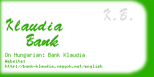 klaudia bank business card